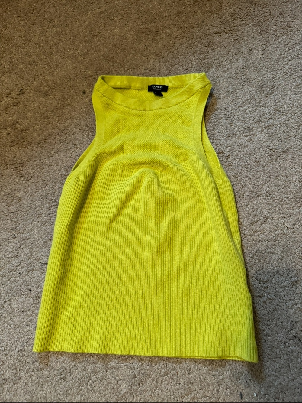 Express Neon Yellow Ribbed Sleeveless Tank‎ Top size Small
